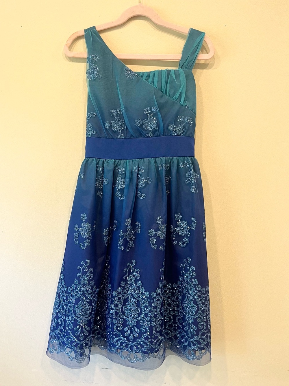 Rare Editions Teal and Navy Ombre Dress